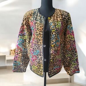 Alex Kim Vintage Embroidered Cheetah Print Blazer